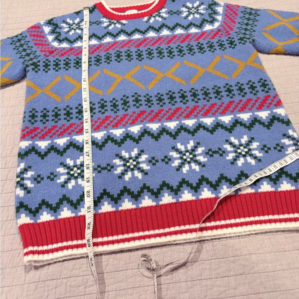 New York Laundry Holiday Sweater Fair Isle Blue Snowflake Size Small - Picture 4 of 5